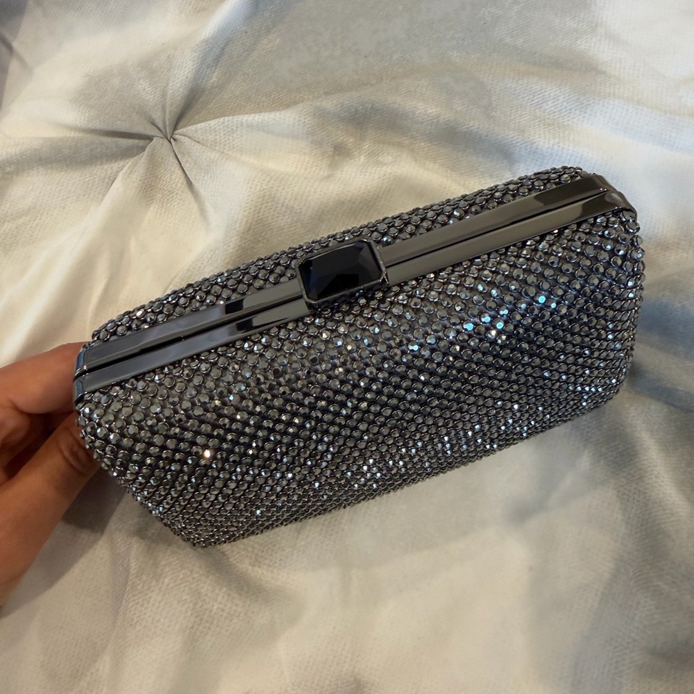 Sondra Roberts Crystal Embellished Evening Clutch - Silver